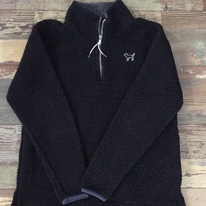 Pink Victoria secret Sherpa Black sweater